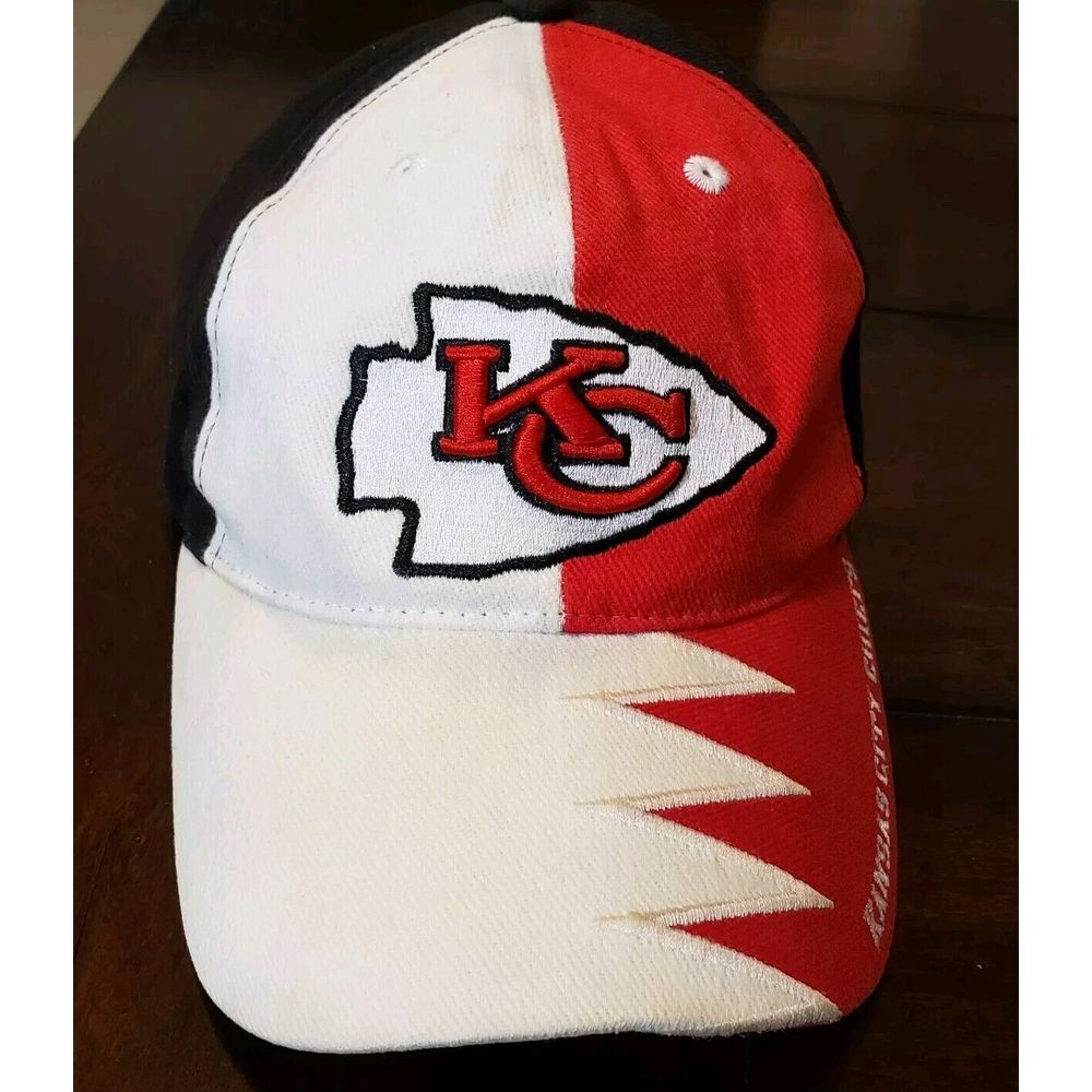 Vintage NFL Kansas City Chiefs Shark Tooth Hat S/M Red/Black/White RARE